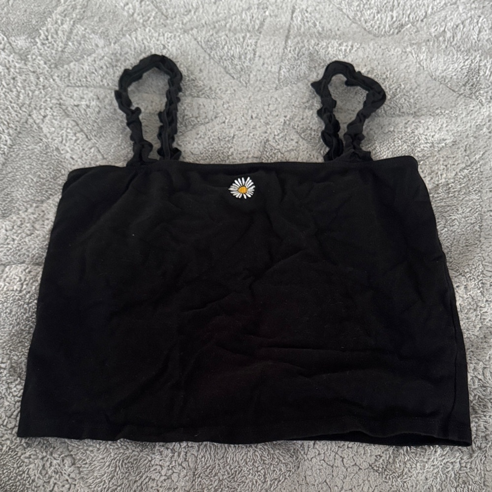 Forever 21 Black Camisole with Daisy Accent